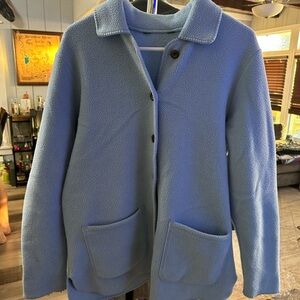 Blue Teddy Jacket with Soft Material and Relaxed Fit